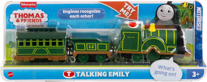 Thomas & Friends Motorized Toy Train Talking Emily Battery-Powered Engine with Phrases & Sounds for Kids Ages 3+ Years, UK English Version, JFJ86