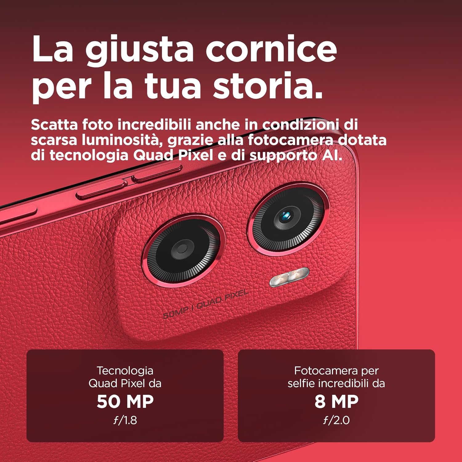 Motorola moto g05 (4/256GB, Fotocamera 50MP + sensore antisfarfallio, Display 6.67" HD+ 90Hz, batteria 5200mAh, MediaTek Helio G81, Android 15), Plum Red