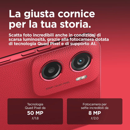 Motorola moto g05 (4/256GB, Fotocamera 50MP + sensore antisfarfallio, Display 6.67" HD+ 90Hz, batteria 5200mAh, MediaTek Helio G81, Android 15), Plum Red