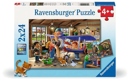 Ravensburger Kinderpuzzle - 12004044 Eisenbahn- und Flugzeugservice - Puzzle für Kinder ab 4 Jahren, mit 2x24 Teilen