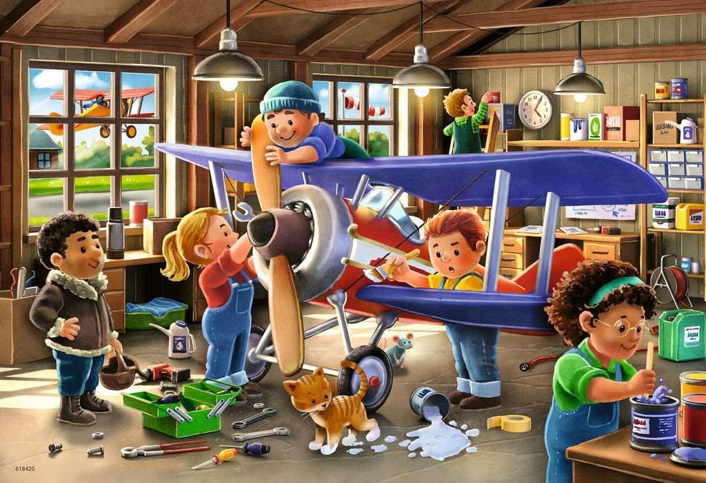 Ravensburger Kinderpuzzle - 12004044 Eisenbahn- und Flugzeugservice - Puzzle für Kinder ab 4 Jahren, mit 2x24 Teilen