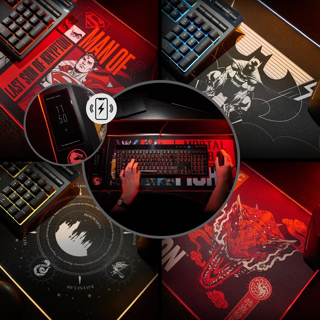 Numskull Harry Potter XL RGB Gaming-Mauspad mit kabellosem Ladegerät | Anpassbare LED, rutschfest, wasserabweisend