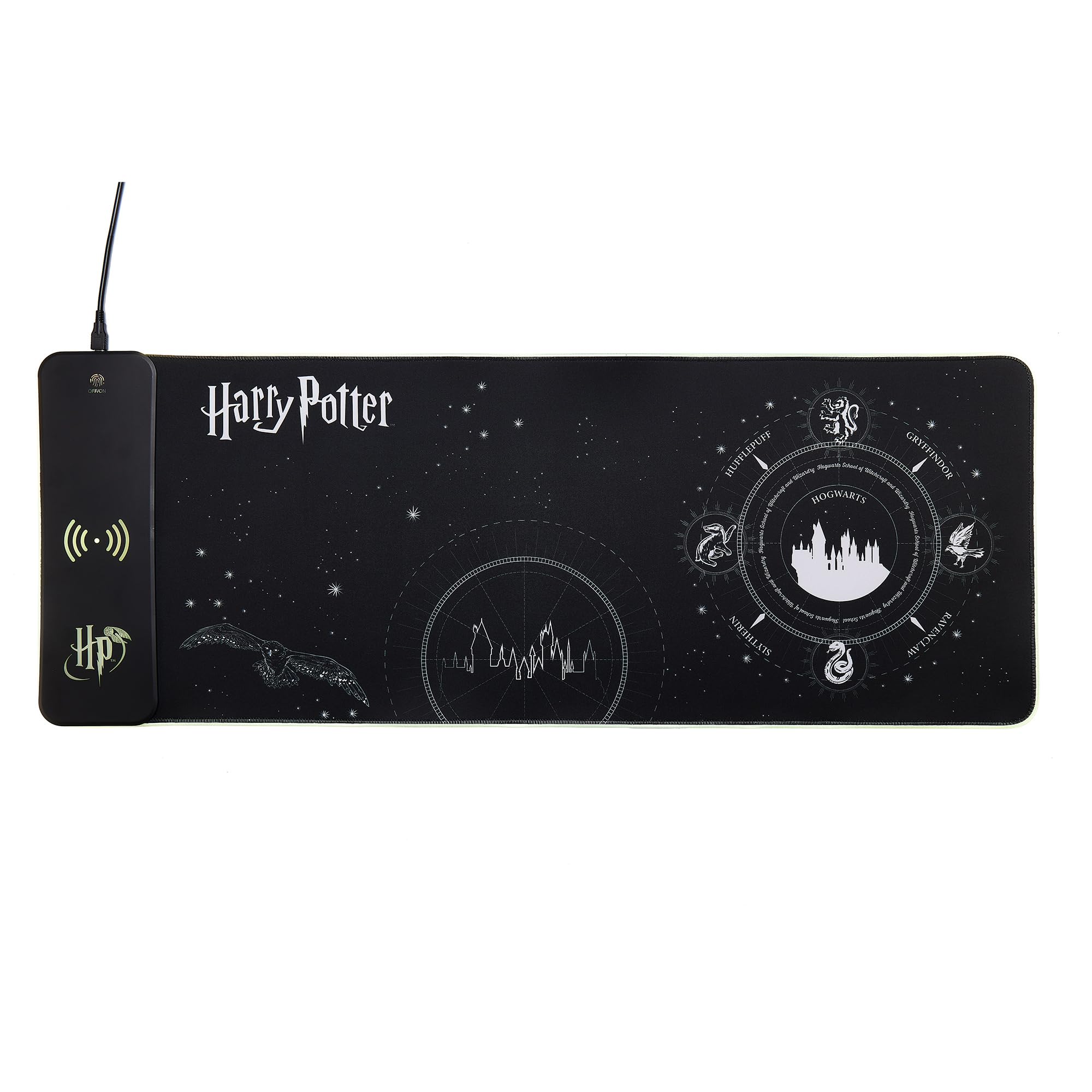 Numskull Harry Potter XL RGB Gaming-Mauspad mit kabellosem Ladegerät | Anpassbare LED, rutschfest, wasserabweisend