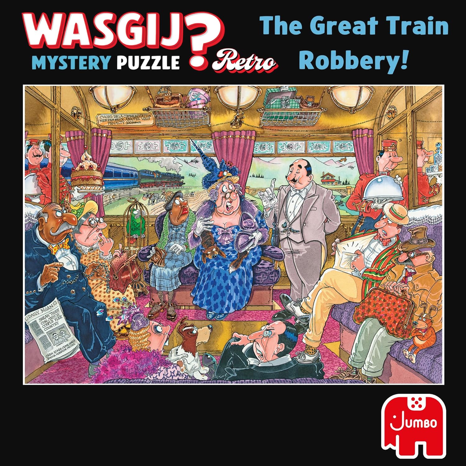 Wasgij Retro Mystery 9, The Great Train Robbery - Unique 1000 Piece Jigsaw Puzzle for Adults - Colourful, Challenging & Brainteasing Adult Jigsaws - 100% Recycled Cardboard 1000Pc Puzzles - Jumbo