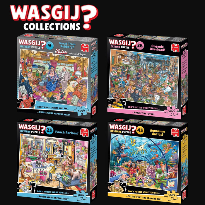 Wasgij Retro Mystery 9, The Great Train Robbery - Unique 1000 Piece Jigsaw Puzzle for Adults - Colourful, Challenging & Brainteasing Adult Jigsaws - 100% Recycled Cardboard 1000Pc Puzzles - Jumbo