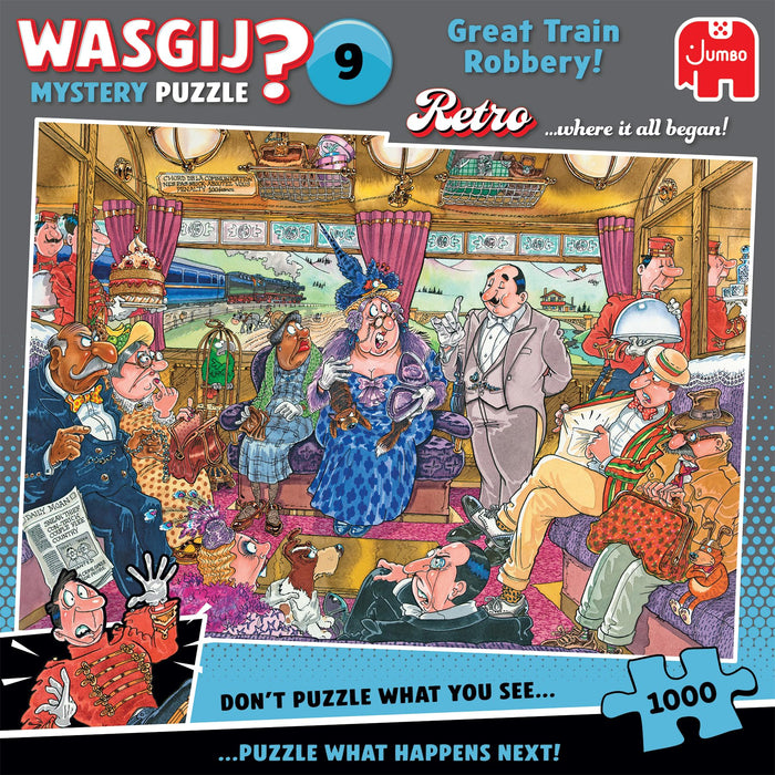 Wasgij Retro Mystery 9, The Great Train Robbery - Unique 1000 Piece Jigsaw Puzzle for Adults - Colourful, Challenging & Brainteasing Adult Jigsaws - 100% Recycled Cardboard 1000Pc Puzzles - Jumbo