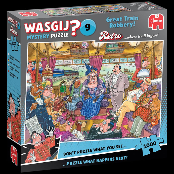 Wasgij Retro Mystery 9, The Great Train Robbery - Unique 1000 Piece Jigsaw Puzzle for Adults - Colourful, Challenging & Brainteasing Adult Jigsaws - 100% Recycled Cardboard 1000Pc Puzzles - Jumbo