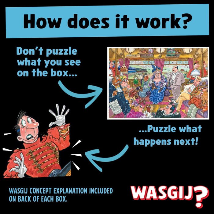 Wasgij Retro Mystery 9, The Great Train Robbery - Unique 1000 Piece Jigsaw Puzzle for Adults - Colourful, Challenging & Brainteasing Adult Jigsaws - 100% Recycled Cardboard 1000Pc Puzzles - Jumbo