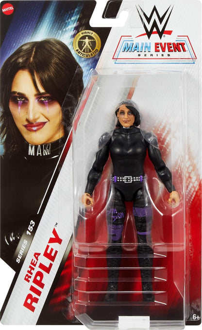 Mattel WWE Rhea Ripley Action Figure, Main Event Series #153 6-inch Collectible with 10 Articulation Points & Life-Like Look, JCV39