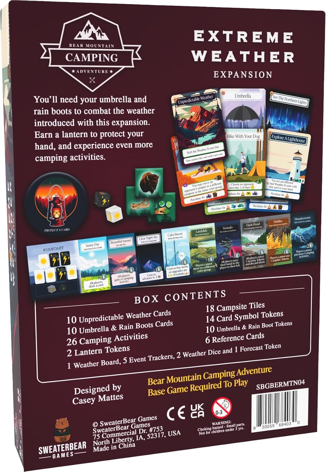 Extreme Weather Expansion | Designed to be Added to Bear Mountain Camping Adventure Base Game | Easy to Learn | Ages 10+ | for 1-4 Players | Perfect for Outdoor Enthusiasts