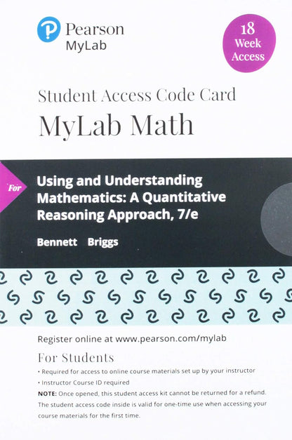 Using & Understanding Mathematics: A Quantitative Reasoning Approach, Loose-Leaf Edition Plus Mylab Math with Pearson Etext -- 18 Week Access Card Package