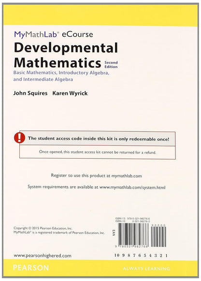 Mylab Math for Squires/Wyrick Developmental Math: Basic Math, Introductory & Intermediate Algebra -Access Card- Plus Mylab Math Notebook