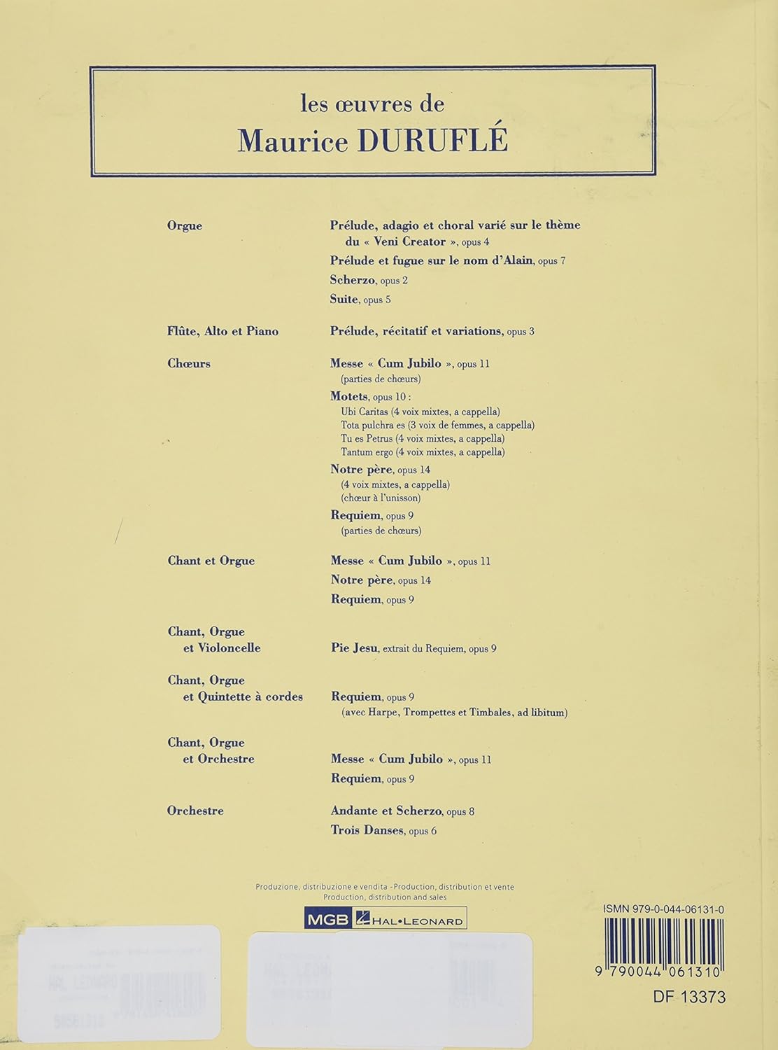 Requiem Opus 9 - Vocal Score