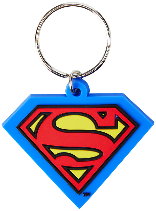 Pyramid International Superman-Shield Rubber Keychain, Metal, Blue, Red and Yellow