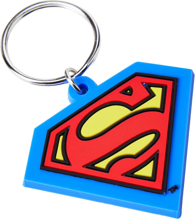 Pyramid International Superman-Shield Rubber Keychain, Metal, Blue, Red and Yellow