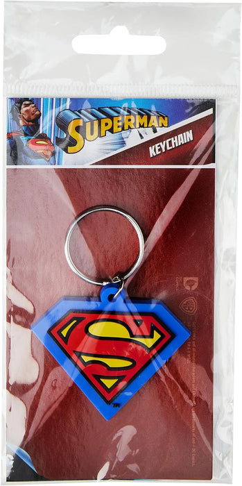 Pyramid International Superman-Shield Rubber Keychain, Metal, Blue, Red and Yellow