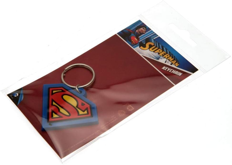 Pyramid International Superman-Shield Rubber Keychain, Metal, Blue, Red and Yellow