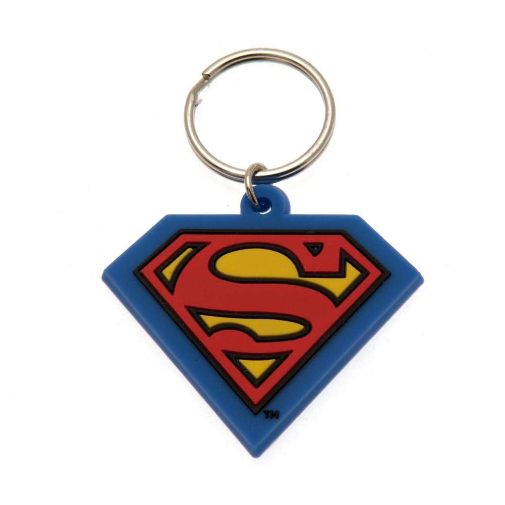Pyramid International Superman-Shield Rubber Keychain, Metal, Blue, Red and Yellow