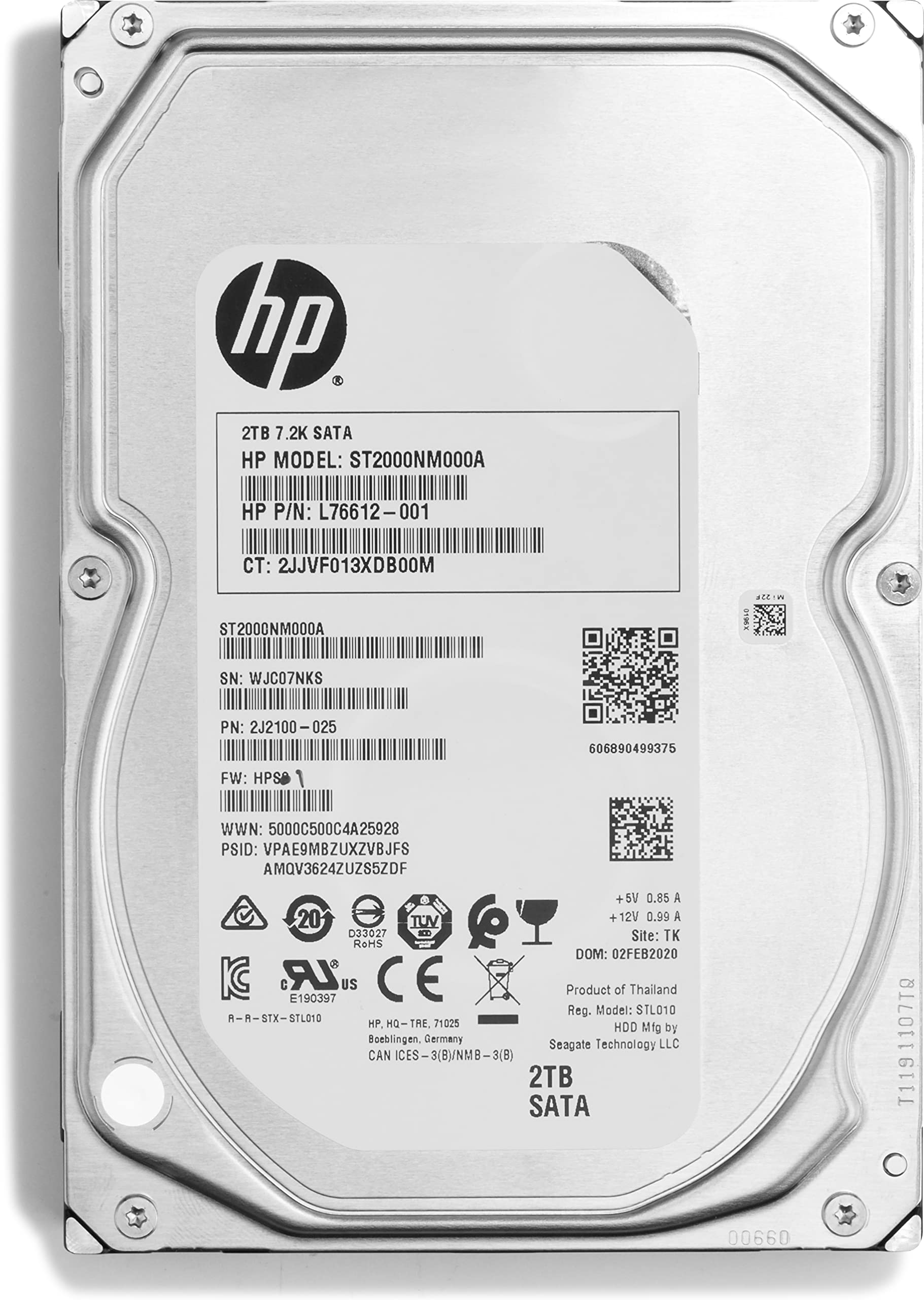 Hp 2Tb 7200Rpm Sata 3.5In Enterpris