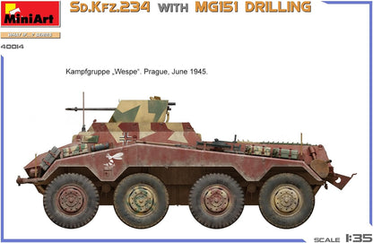 Mini Art 40014 1:35 Dt. Sd.Kfz.234 m. MG151 Drilling - getrouwe replica, modelbouw, plastic bouwpakket, knutselen, hobby, lijmen, modelbouwset, monteren