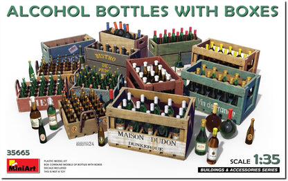 Mini Art 35665 1:35 Box & Flessenset - getrouwe replica, modelbouw, plastic bouwpakket, knutselen, hobby, lijmen, modelbouwset, monteren