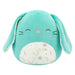 Squishmallows Original 7.5-Inch Regan the Turquoise Bunny with Closed Eyes and Floral Belly - Official Squishmallows Plush - Soft Easter Plush