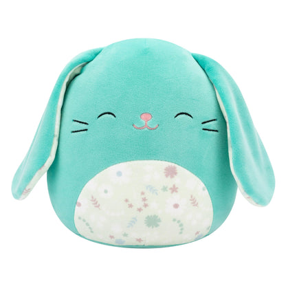 Squishmallows Original 7.5-Inch Regan the Turquoise Bunny with Closed Eyes and Floral Belly - Official Squishmallows Plush - Soft Easter Plush