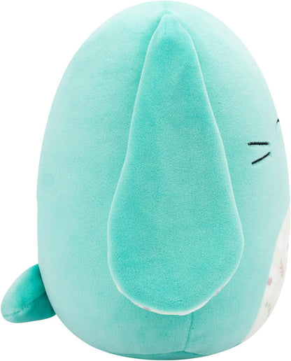 Squishmallows Original 7.5-Inch Regan the Turquoise Bunny with Closed Eyes and Floral Belly - Official Squishmallows Plush - Soft Easter Plush