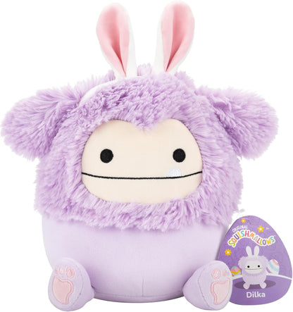 Squishmallows Official 7.5-Inch Dilka the Lavender Bigfoot with Bunny Ears - Official Squishmallows Plush - Soft Easter Plush