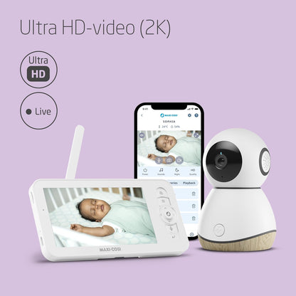 Maxi-Cosi See Pro Babyfoon, Babyfoon met Camera, WiFi Babyfoon App, CryAssist-vertaler, Automatische Bewegingsdetectie, Ultra HD-video (2K), 5-inch Scherm, Onderdeel van Maxi-Cosi Connected Home