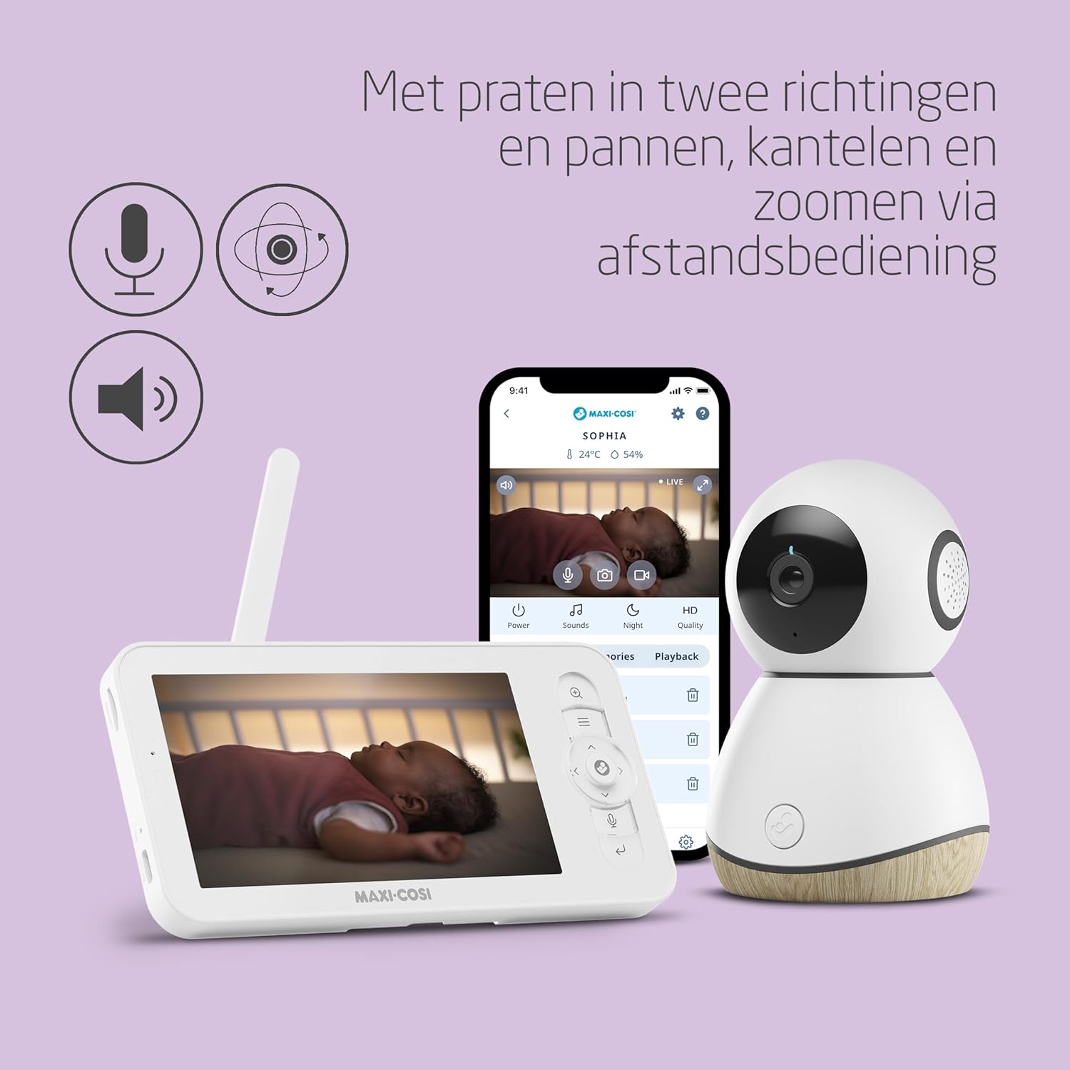 Maxi-Cosi See Pro Babyfoon, Babyfoon met Camera, WiFi Babyfoon App, CryAssist-vertaler, Automatische Bewegingsdetectie, Ultra HD-video (2K), 5-inch Scherm, Onderdeel van Maxi-Cosi Connected Home