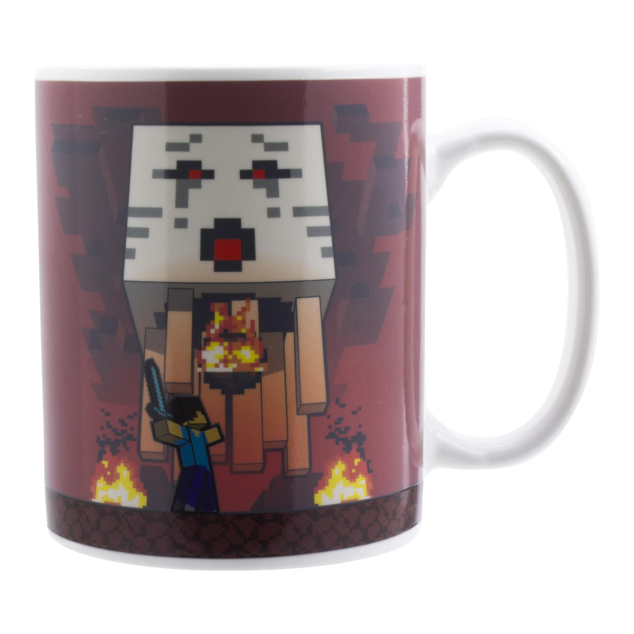 Paladone Minecraft Nether and Steve Heat Change Mug, Officially Licensed Ceramic Coffee Cup Transforms with Hot Drinks, Gaming Gift, Pop Culture Merchandise, 300 ml (10 fl oz