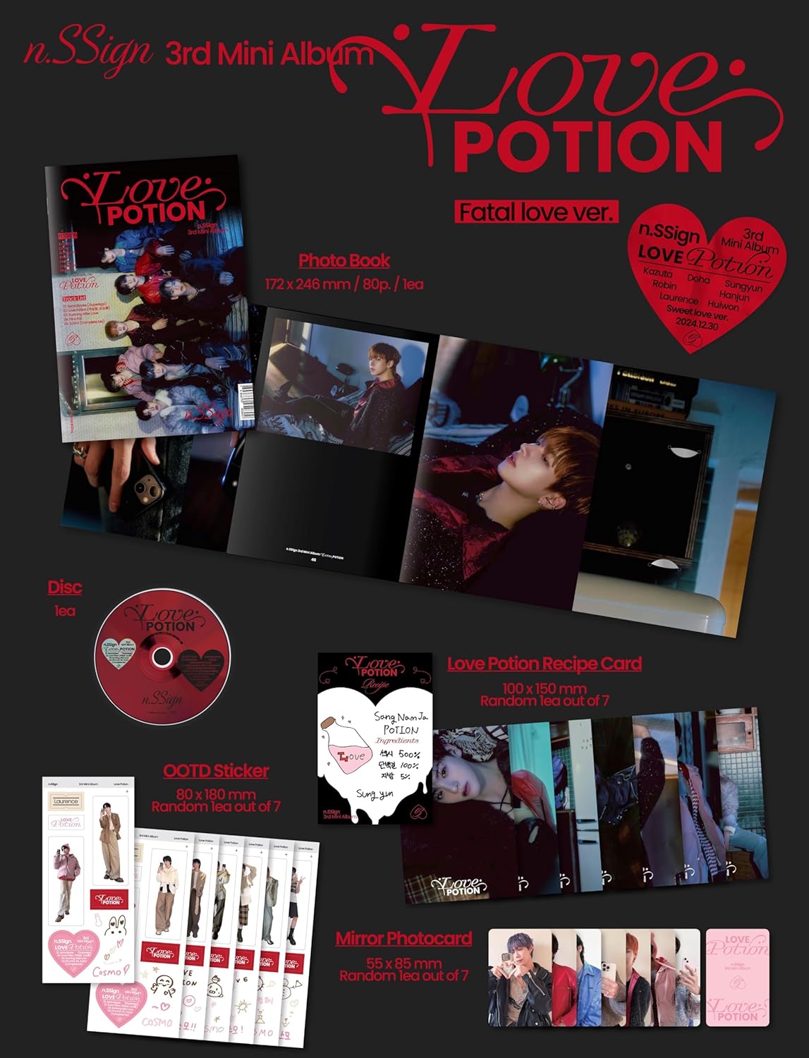 Love Potion - incl. 80pg Photobook, Love Potion Recipe Card, OOTD Sticker, Mirror Photocard, 2 Photocard, Unit Photocard, Message Polaroid + Poster