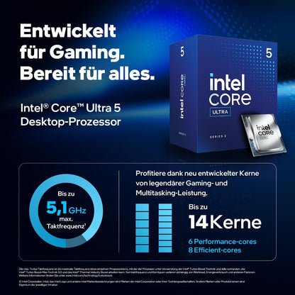 Intel® Core™ Ultra 5 Desktop Processor 235, 14 cores (6 P-cores + 8 E-cores) up to 5.0 GHz