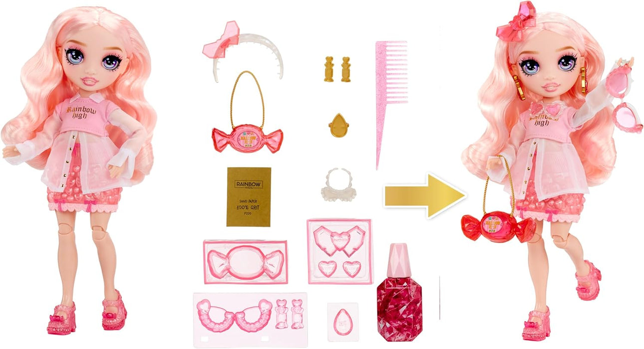 Rainbow High Creative Crystals Bella - Pink 28 cm Fashion Doll with Crystal Accessory Make It Kit, Ring for You, DIY, Crafts, Resin Play, Ideal Present for Kids Age 8+, NOT EDIBLE