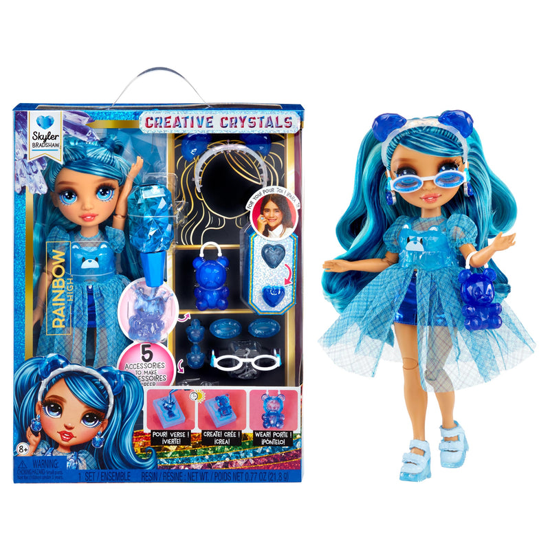 Rainbow High Creative Crystals Skyler - Blue 28 cm Fashion Doll with Crystal Accessory Make It Kit, Ring for You, DIY, Crafts, Resin Play, Ideal Present for Kids Age 8+, NOT EDIBLE