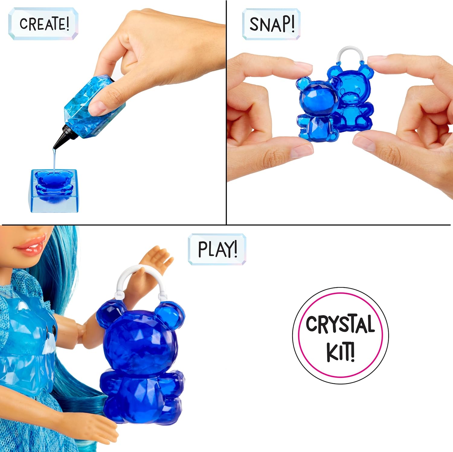 Rainbow High Creative Crystals Skyler - Blue 28 cm Fashion Doll with Crystal Accessory Make It Kit, Ring for You, DIY, Crafts, Resin Play, Ideal Present for Kids Age 8+, NOT EDIBLE