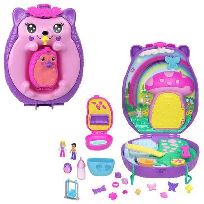 Mattel Polly Pocket: Tiny Worlds Big Surprises! - Hedgehog Mom & Baby Playset (Jbj91)