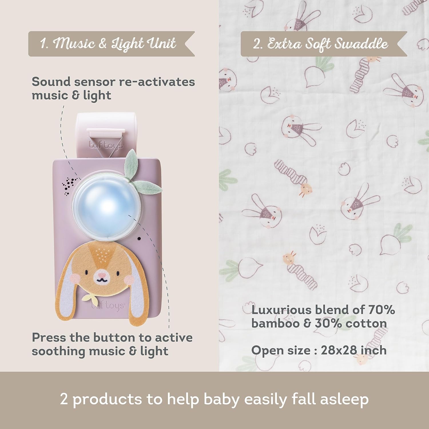 Taf - Bunny Soother & Swaddle Set (259-13305)