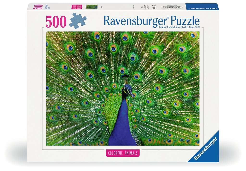 Ravensburger Puzzle 12001332, Colorful Animals - Pfau - 500 Teile Puzzle für Erwachsene und Kinder ab 12 Jahren: Colorful Animals