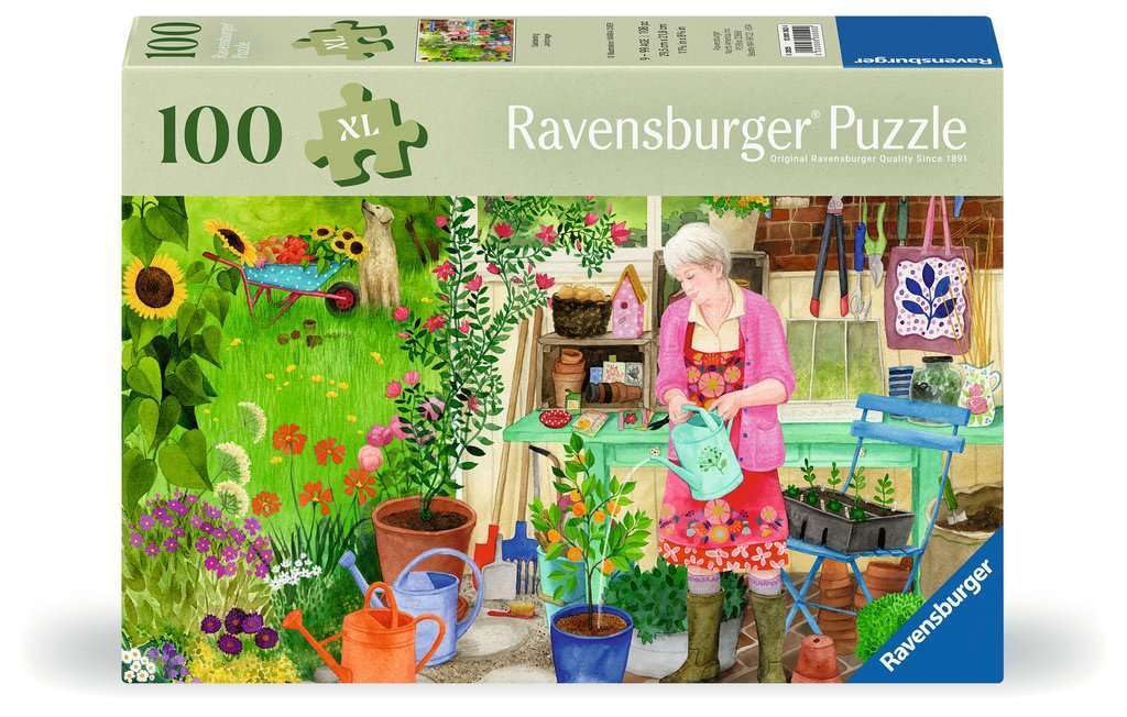 Ravensburger Puzzle 12001362 - Gartenarbeit - 100 Teile Garten-Puzzle für ältere Menschen und Senioren, mit größeren, griffigen Puzzleteilen, großer Bildvorlage und mit Stabiler Unterlage zum Puzzeln