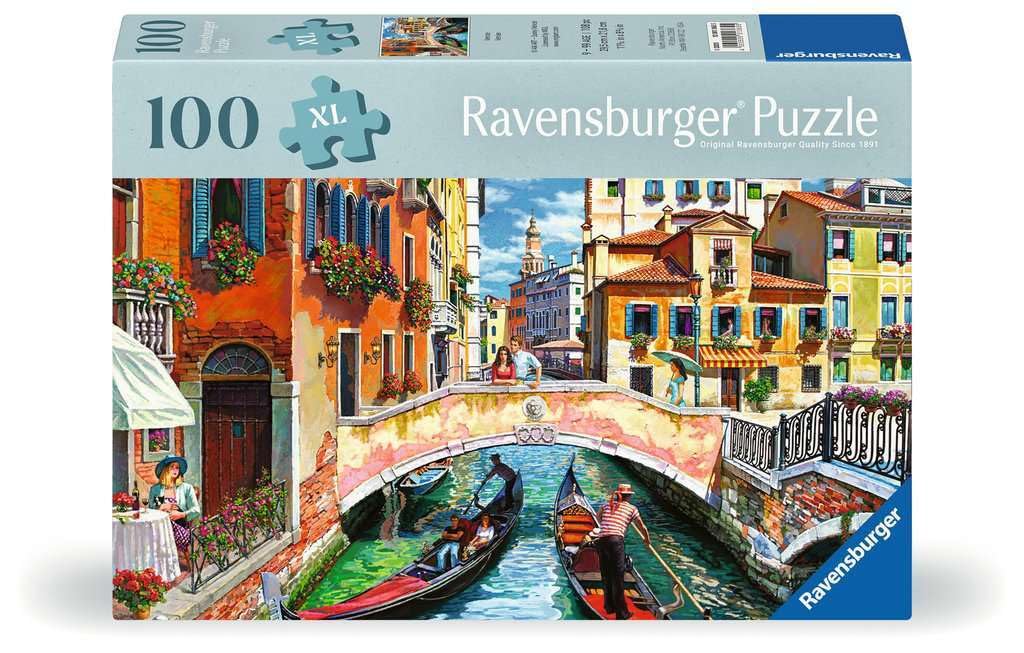 Ravensburger Puzzle 12001365 - Venedig - 100 Teile Venedig-Puzzle für ältere Menschen und Senioren, mit größeren, griffigen Puzzleteilen, großer Bildvorlage und mit stabiler Unterlage zum Puzzeln