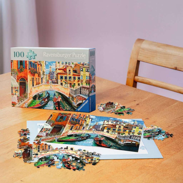 Ravensburger Puzzle 12001365 - Venedig - 100 Teile Venedig-Puzzle für ältere Menschen und Senioren, mit größeren, griffigen Puzzleteilen, großer Bildvorlage und mit stabiler Unterlage zum Puzzeln