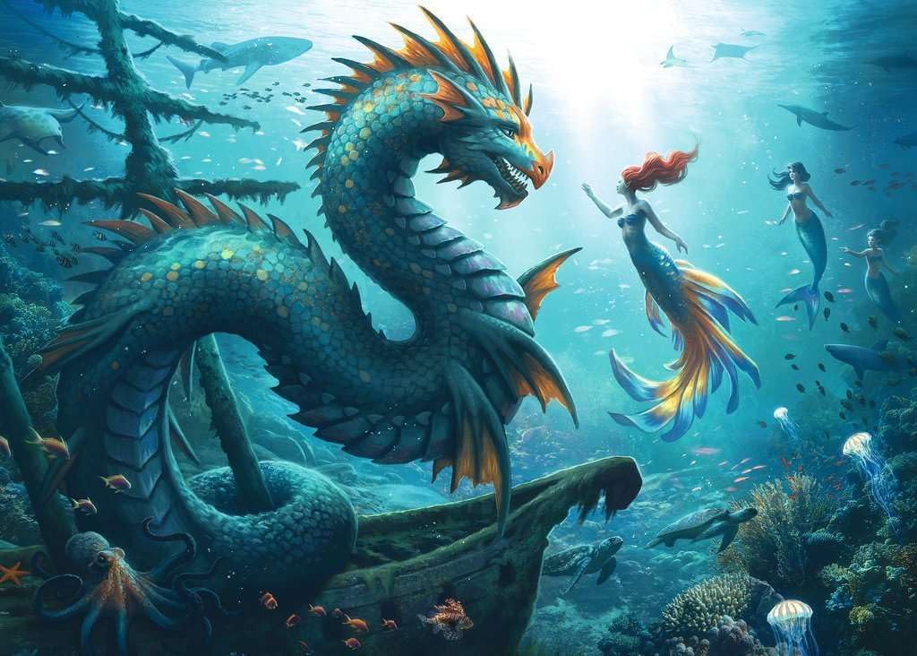 Ravensburger Puzzle 12001434 - Enchanted Depths: Dragon, Mermaid and Turtles - 1000 Teile Puzzle für Erwachsene und Kinder ab 14 Jahren