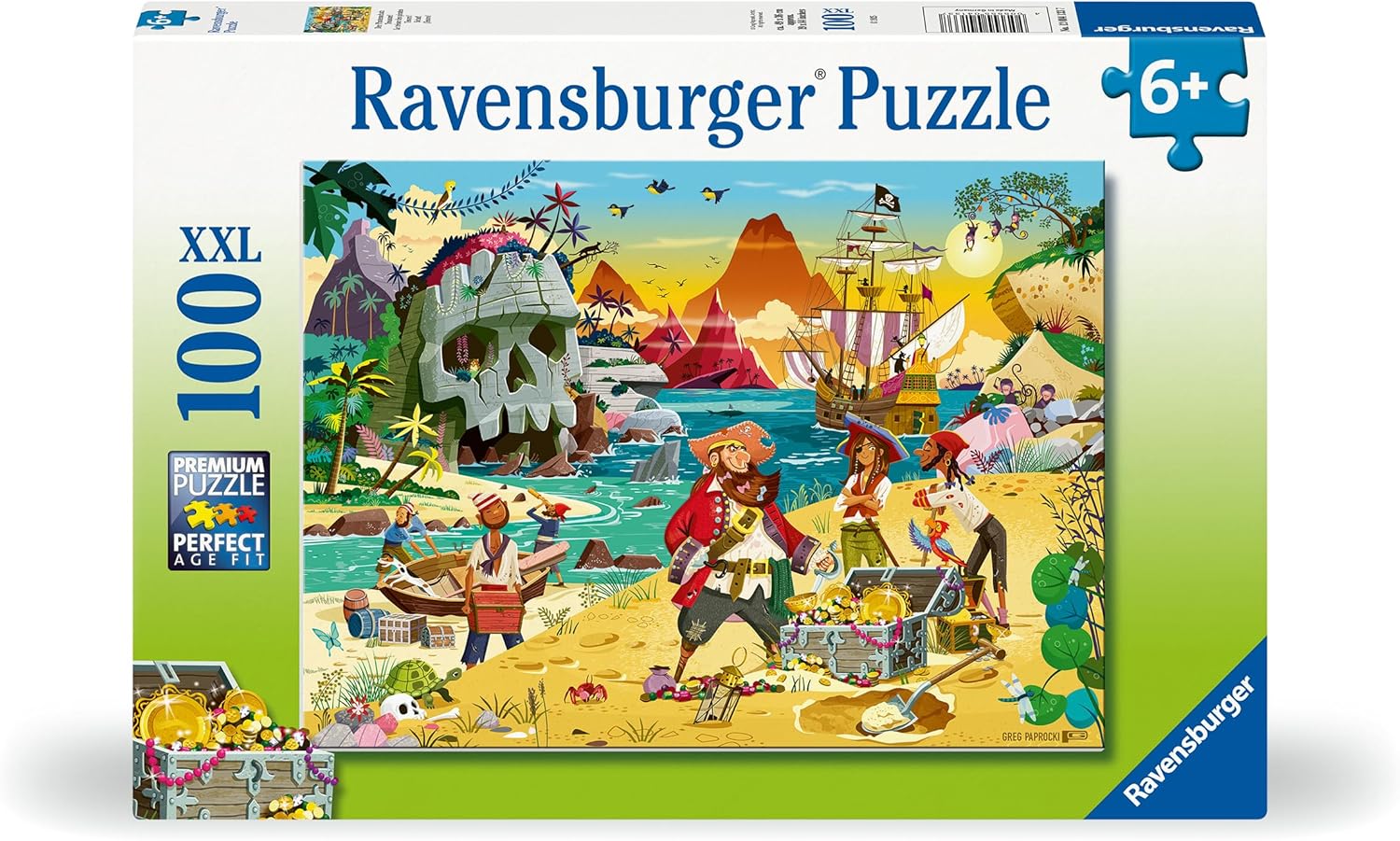 Ravensburger Pirate Treasure Island - 100 Piece Jigsaw Puzzles for Kids Age 6 Years Up - XXL Format