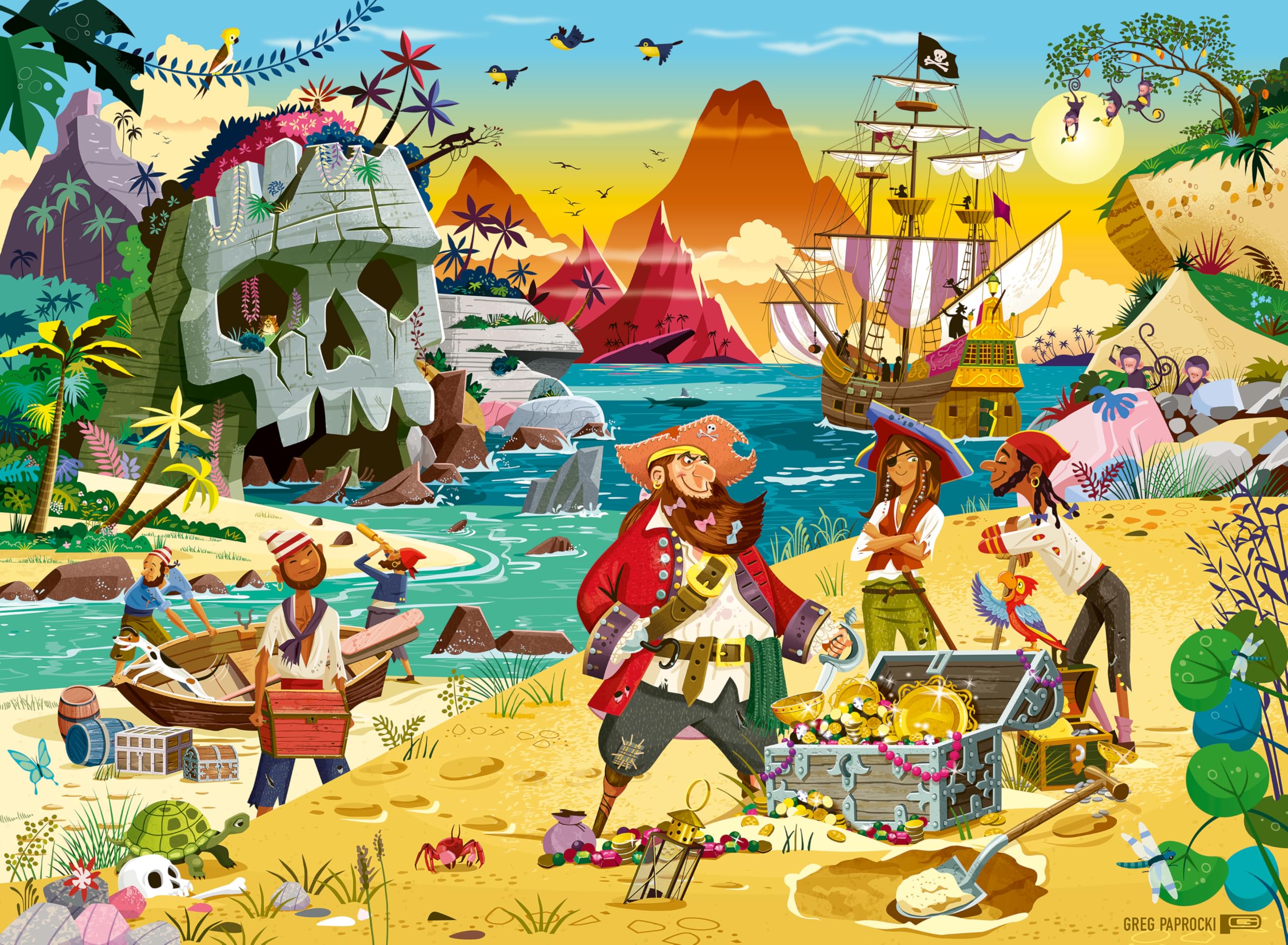 Ravensburger Pirate Treasure Island - 100 Piece Jigsaw Puzzles for Kids Age 6 Years Up - XXL Format