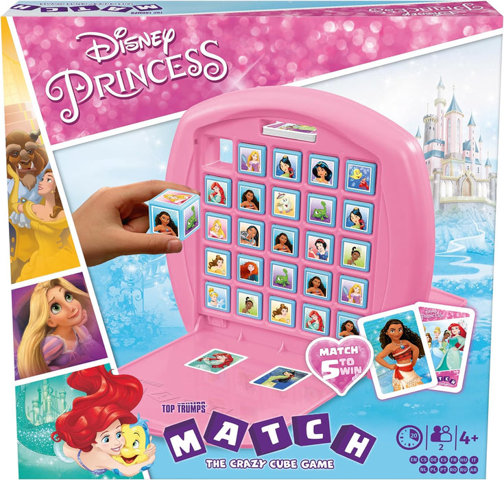 Winning Moves Top Trumps Match Disney Princess Board Game Multilingual, Play with Cinderella, Snow White and Merida, 2 player family travel game for ages 4+, gift for kids