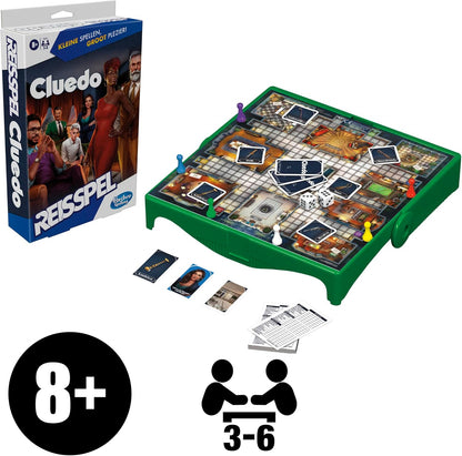 Cluedo Travel Edition, Tragbares Spiel für 3-6 Spieler, Reisespiel, Kinderspiel, ab 8 Jahren (niederländische Version