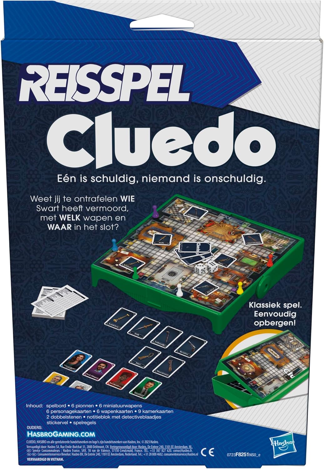 Cluedo Travel Edition, Tragbares Spiel für 3-6 Spieler, Reisespiel, Kinderspiel, ab 8 Jahren (niederländische Version