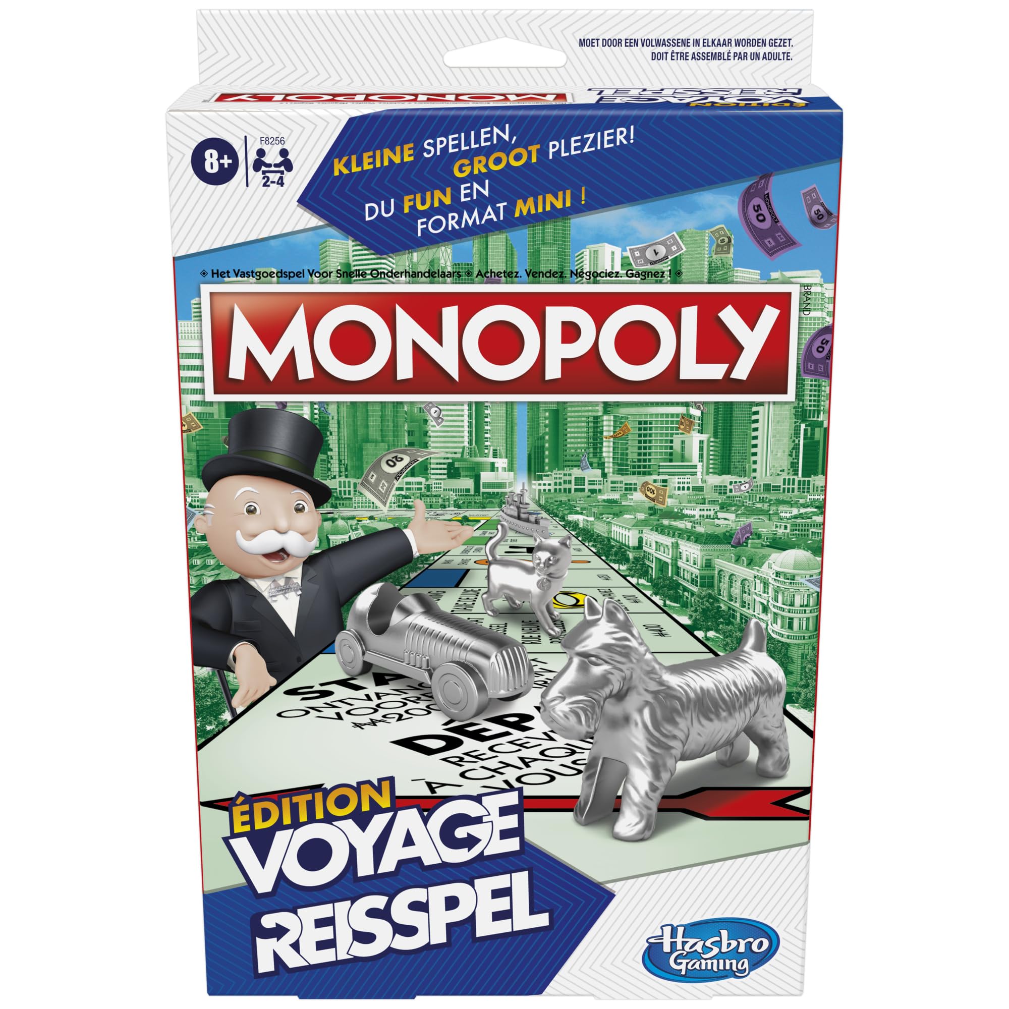 MONOPOLY TRAVEL Edition Tragbares Spiel für 2 bis 4 Spieler, Reisespiel für Kinder ab 6 Jahren - Französische Version
